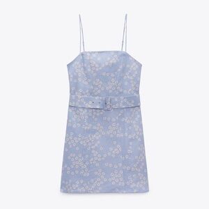 NWT Zara Linen Blend Floral Print Dress